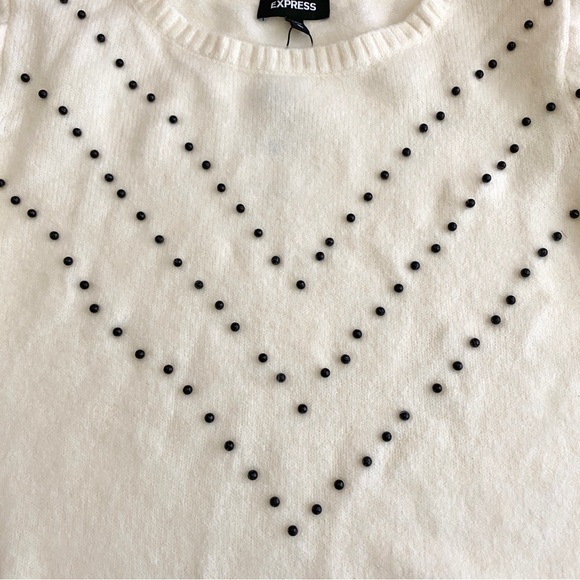 NWT Chevron Beaded Blouson Sleeve Sweater express Womens size XL sequin disconti - Picture 6 of 13